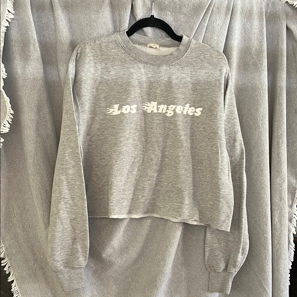 Brandy Melville Gray Los Angeles Crew Neck Sweater j gault- one size